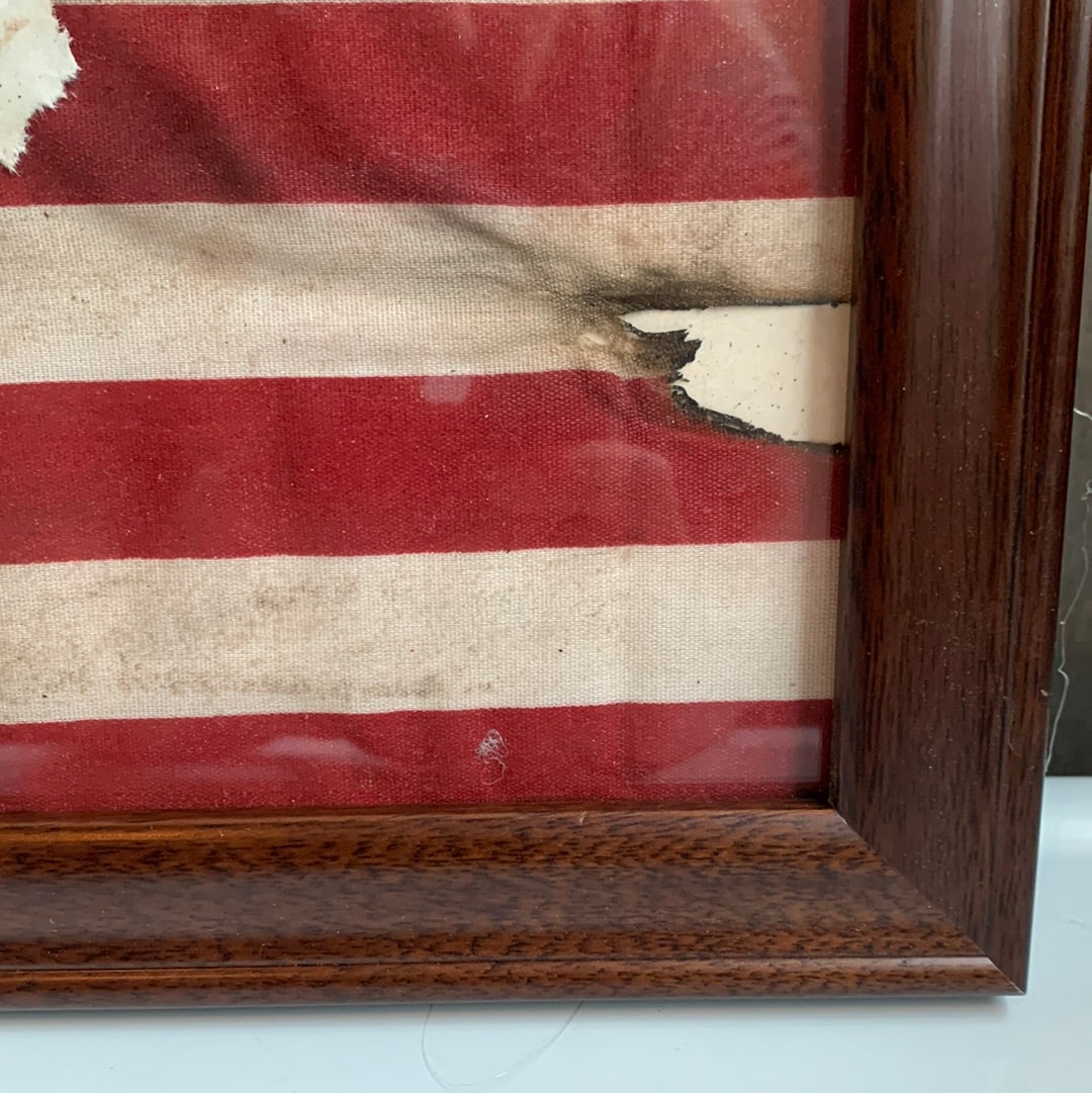 Framed aged American Flag
