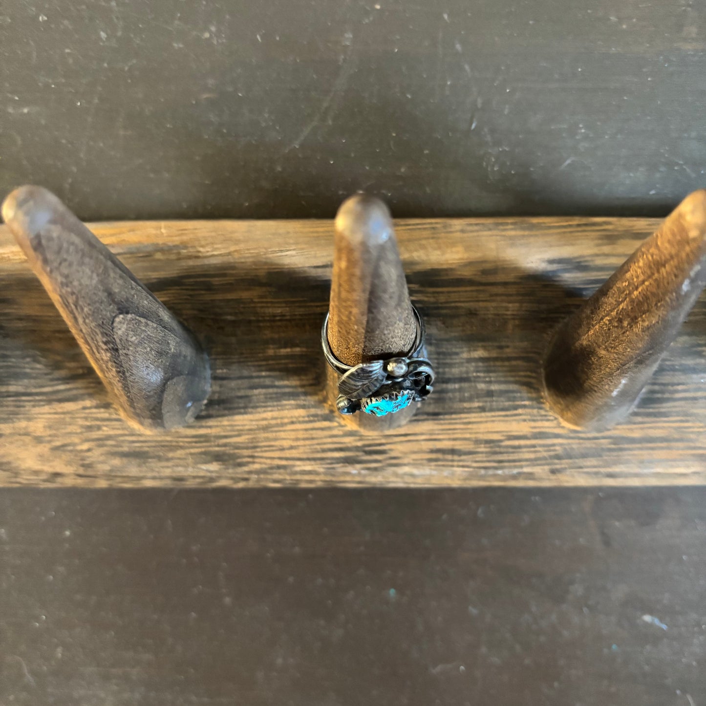 Silver Turquoise Ring with Leaf
