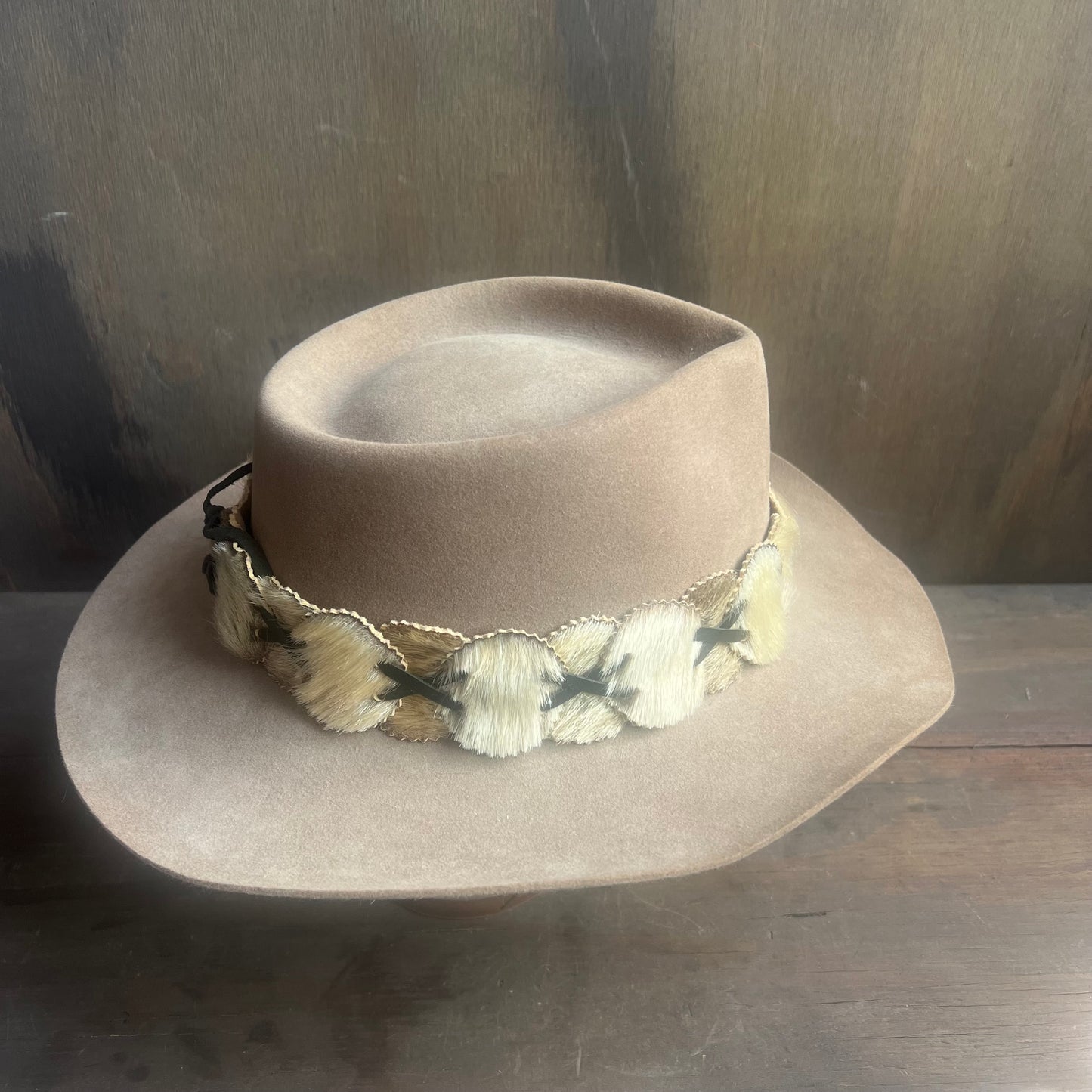 Akubra Brown Hat with Animal Pelt Hat Band