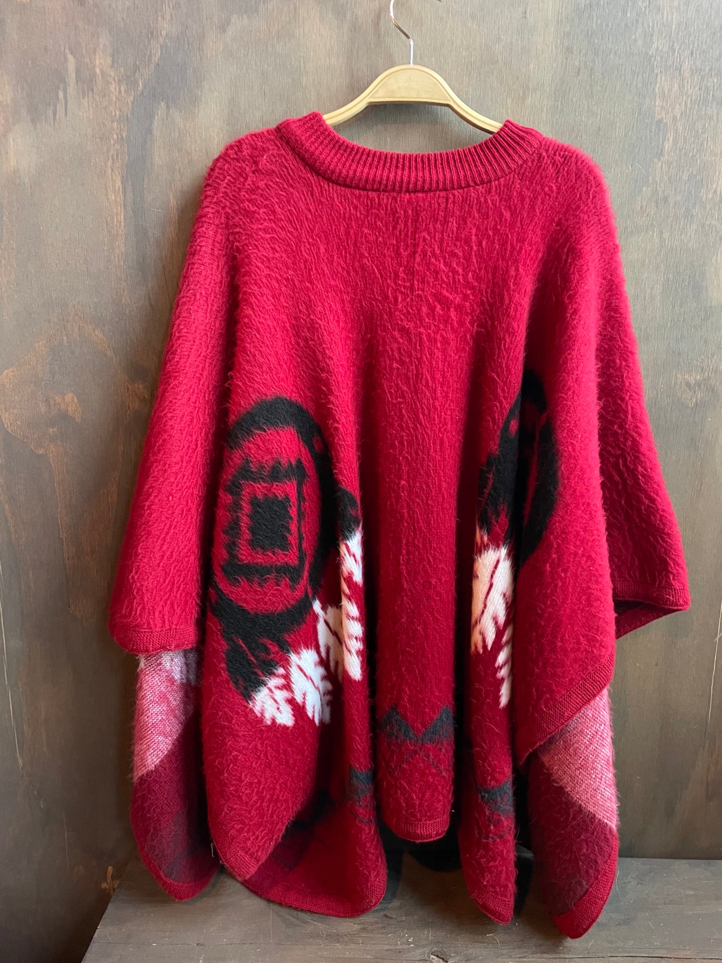 Red wool cape or poncho