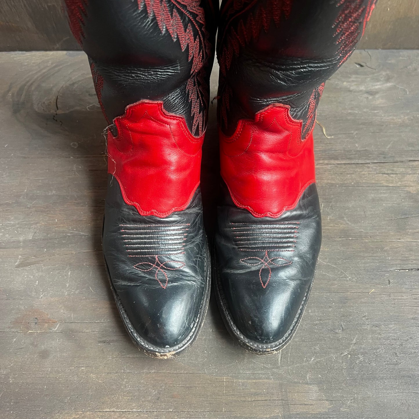 Olathe Red and Black Leather Boots