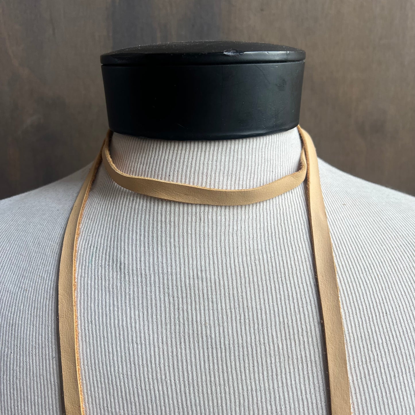 Leather Sage Tan Tassel Tie