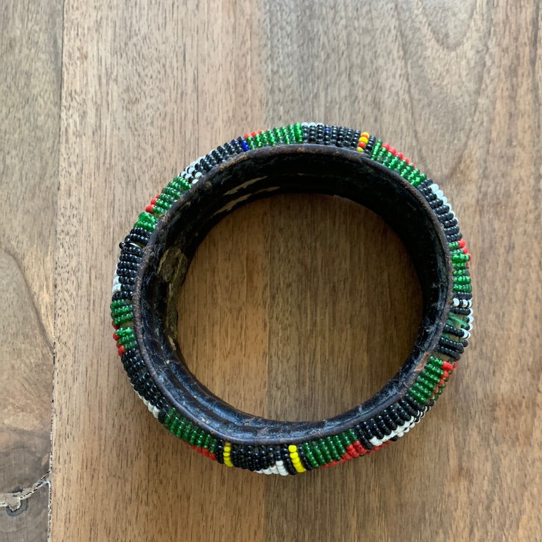 Vintage 3-tier beaded bangle bracelet