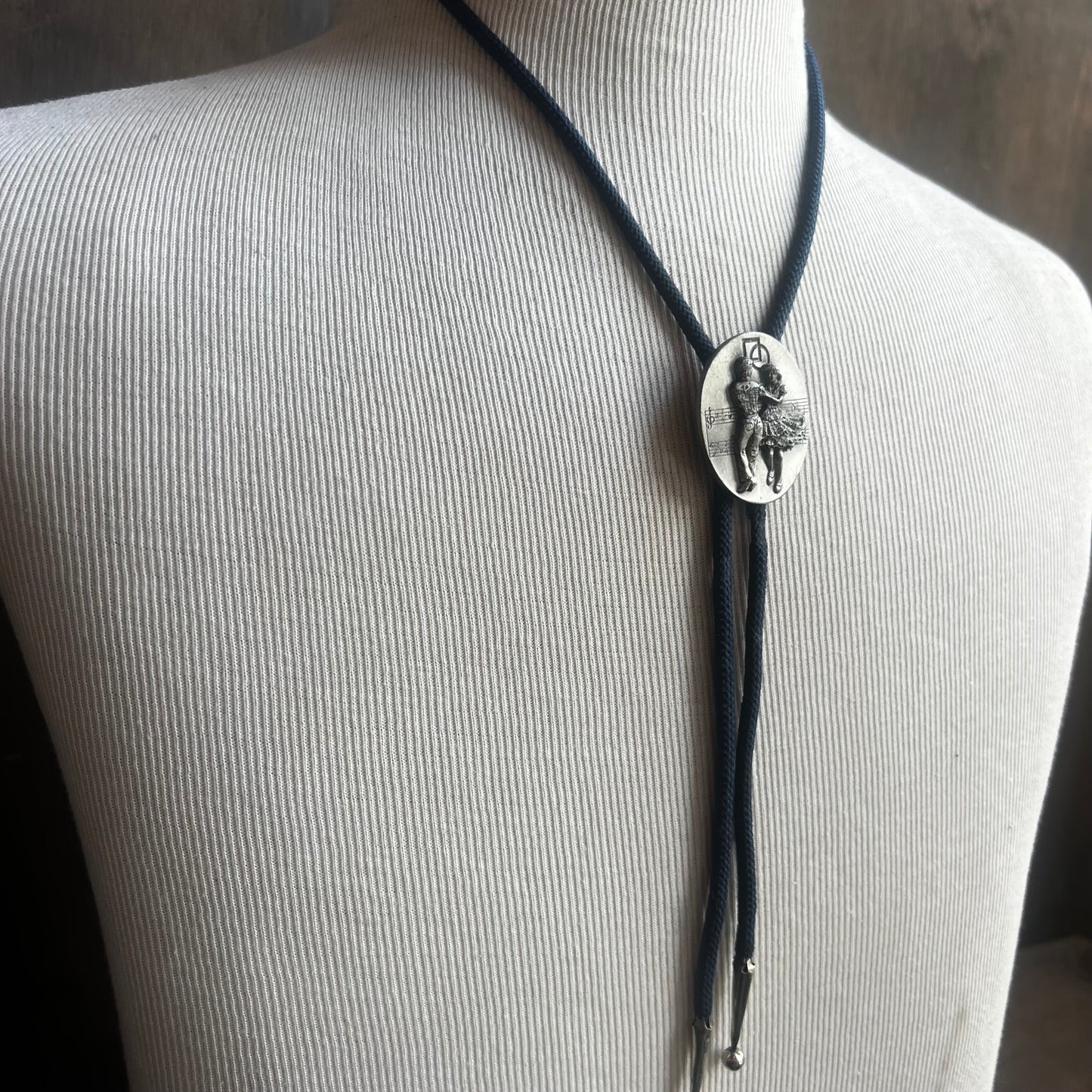 Square Dancer on Silver Coin Bolo Tie
