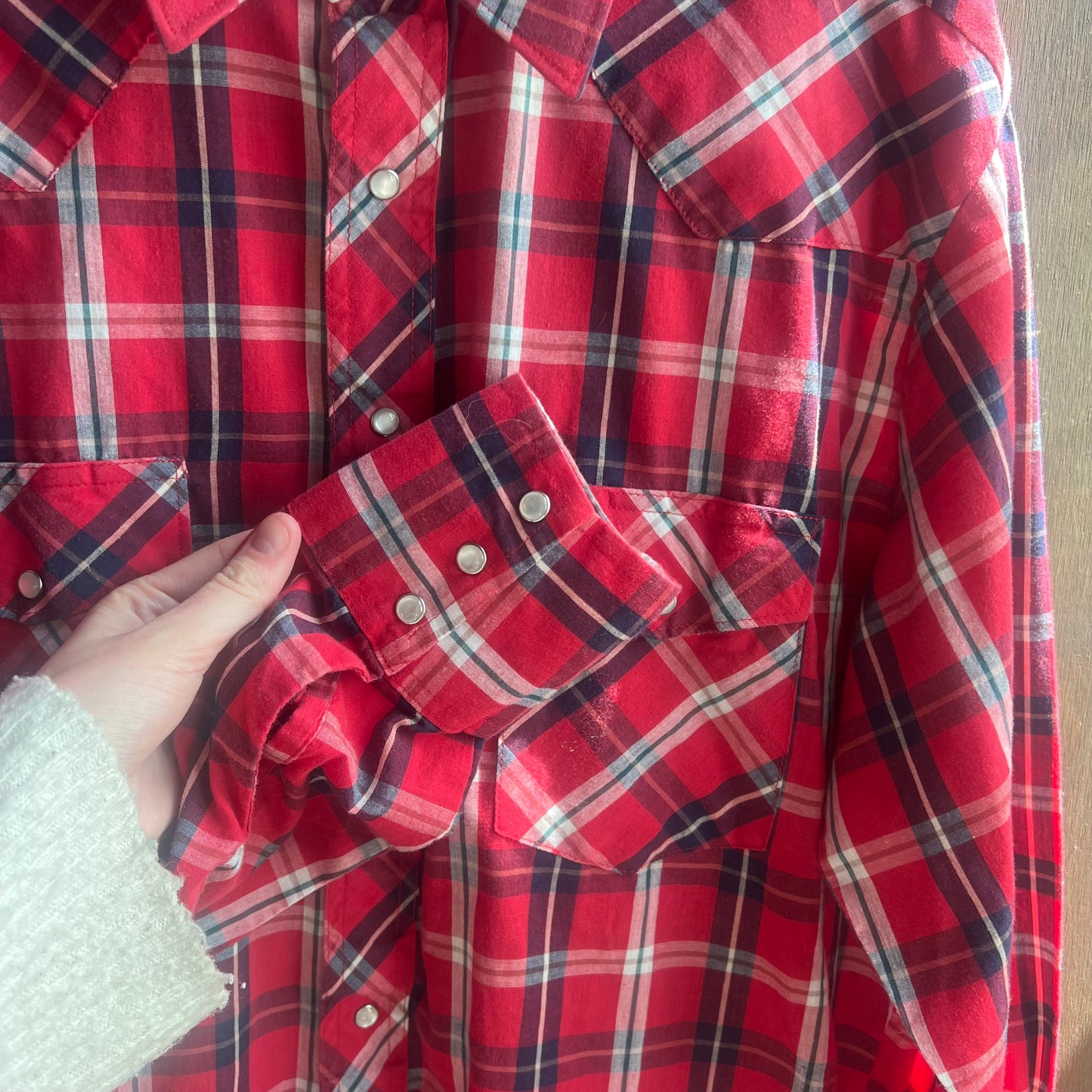 Wrangler Red Plaid Western Pearl Snap