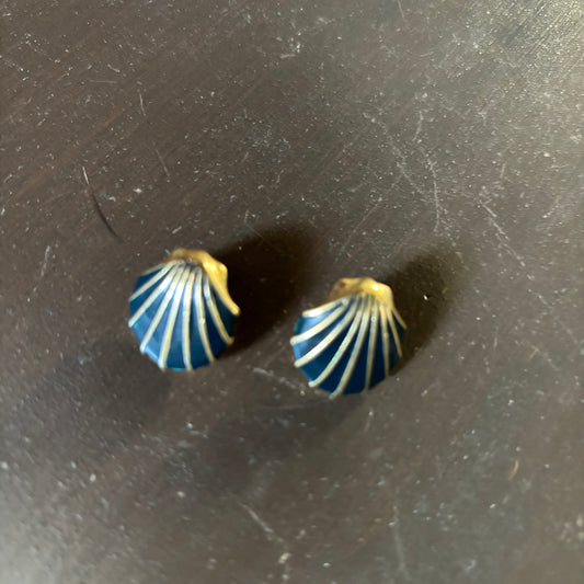 Navy Shell Stud Earrings