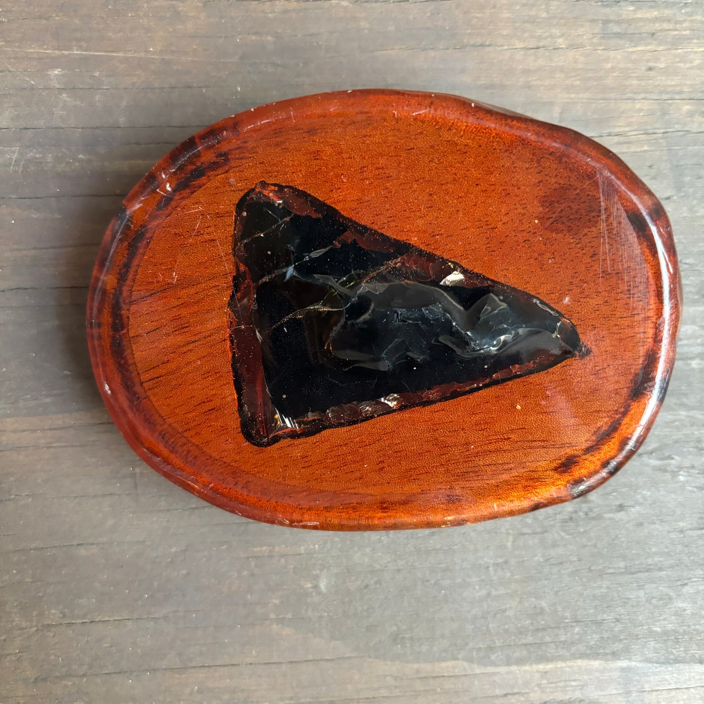 Laquered Wood and Amber Belt Buckle