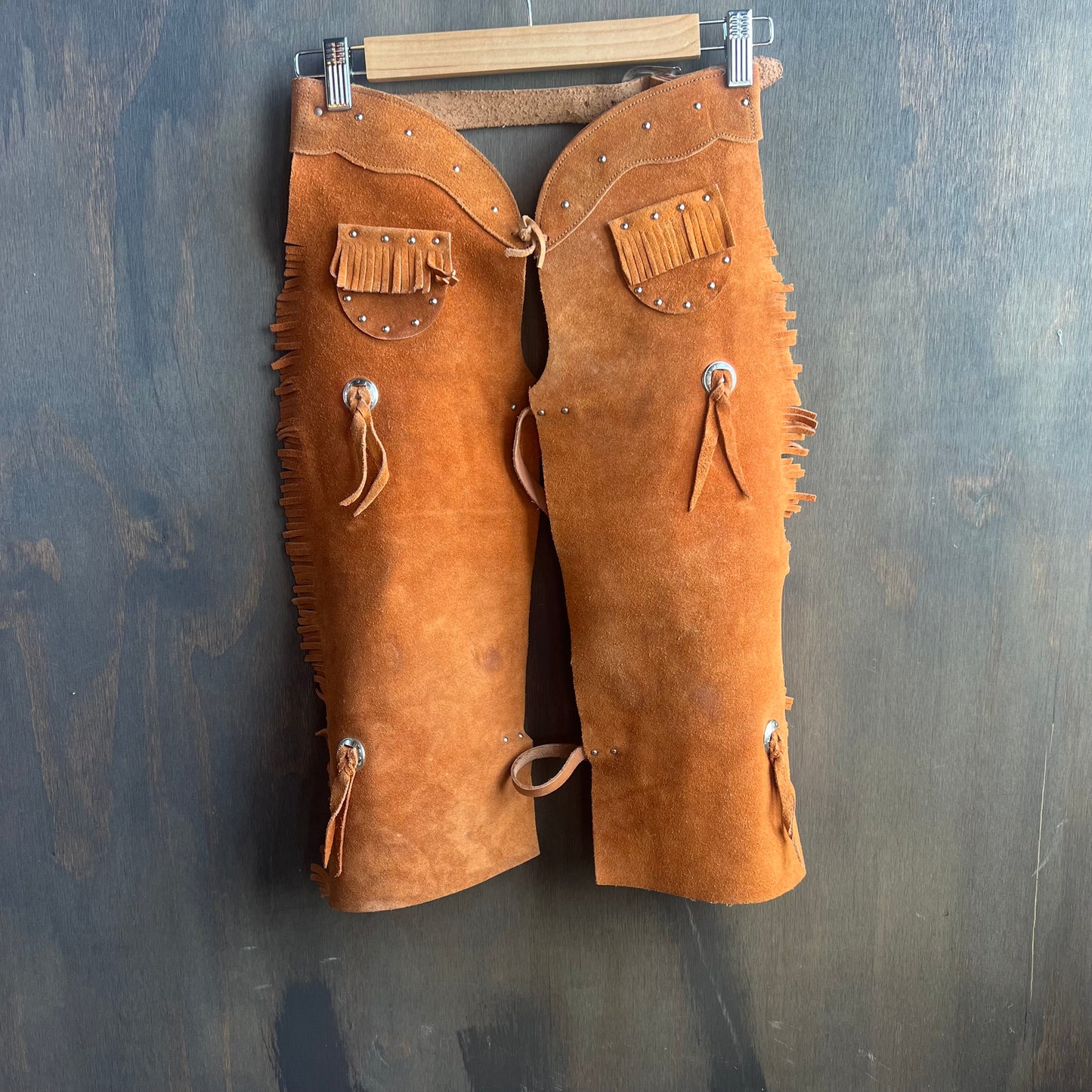 Kids Burnt Orange Leather Chaps and Vest Set