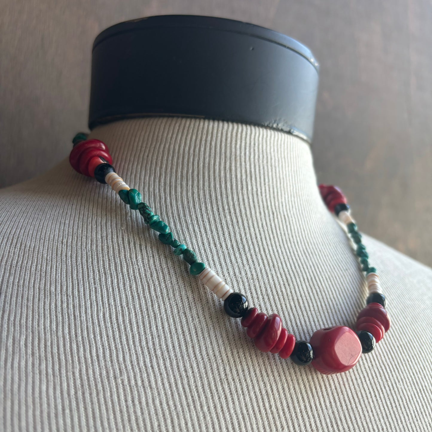 Red Coral and Turquoise Necklace
