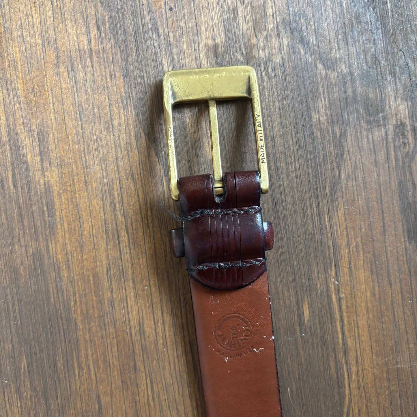 Brown Leather Belt with Tooled Lines