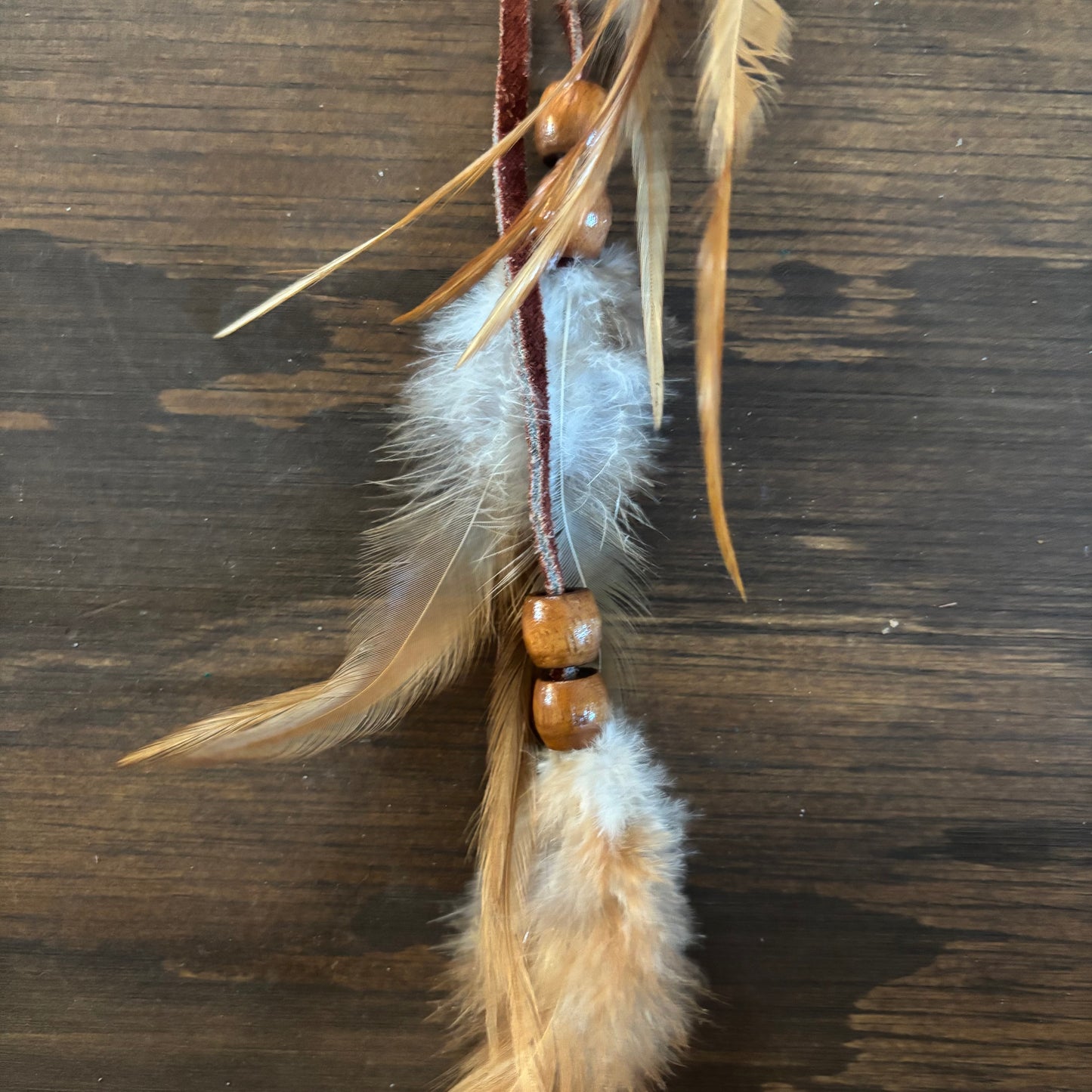 Feather and Wood Bead Clip