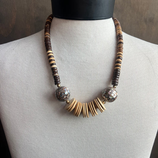 Wood Disk Bead Necklace