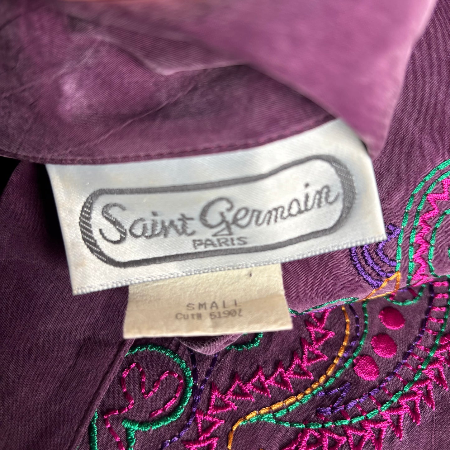 Purple Silk-Feel Embroidered Set (3 pieces)