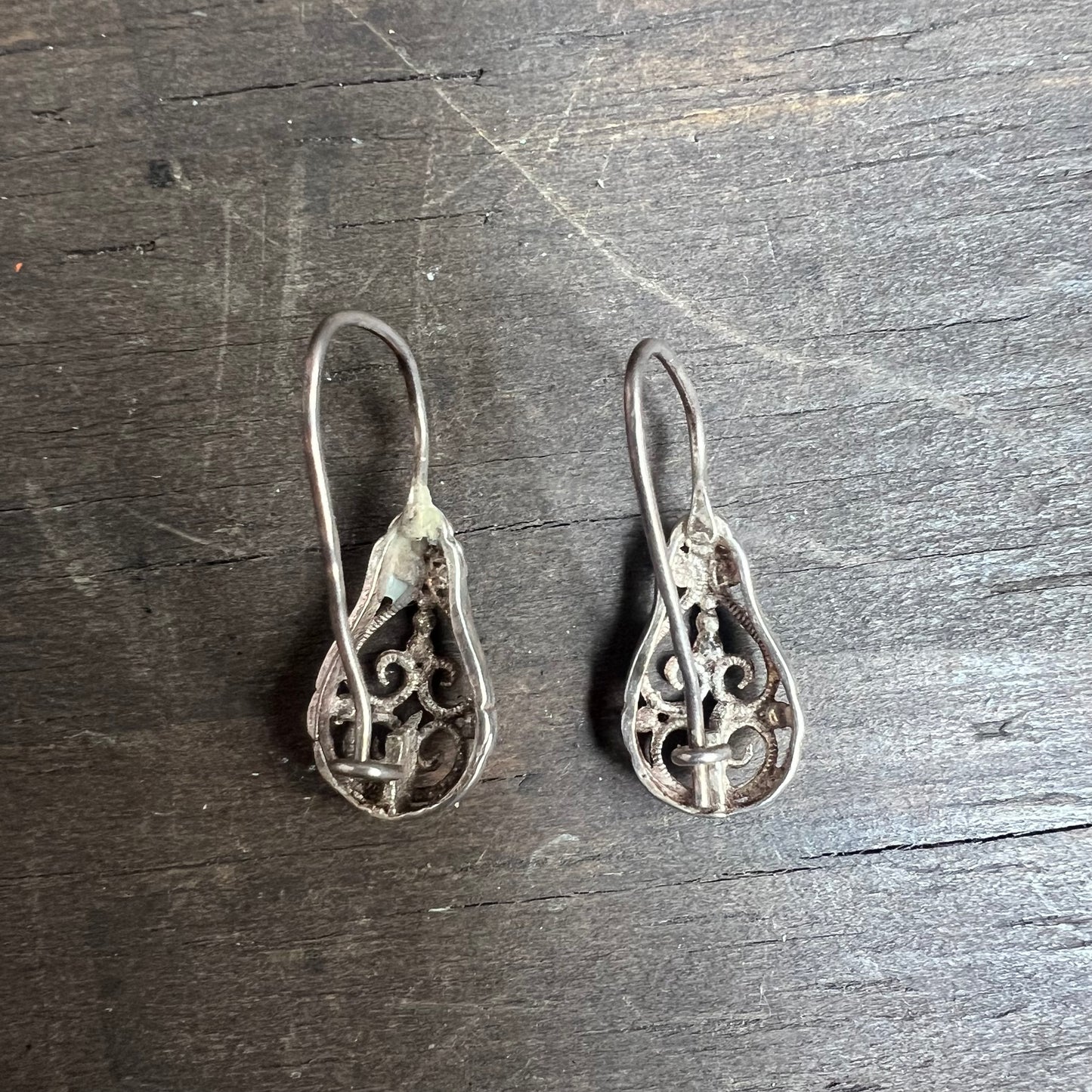 Vintage Carved Silver Earrings