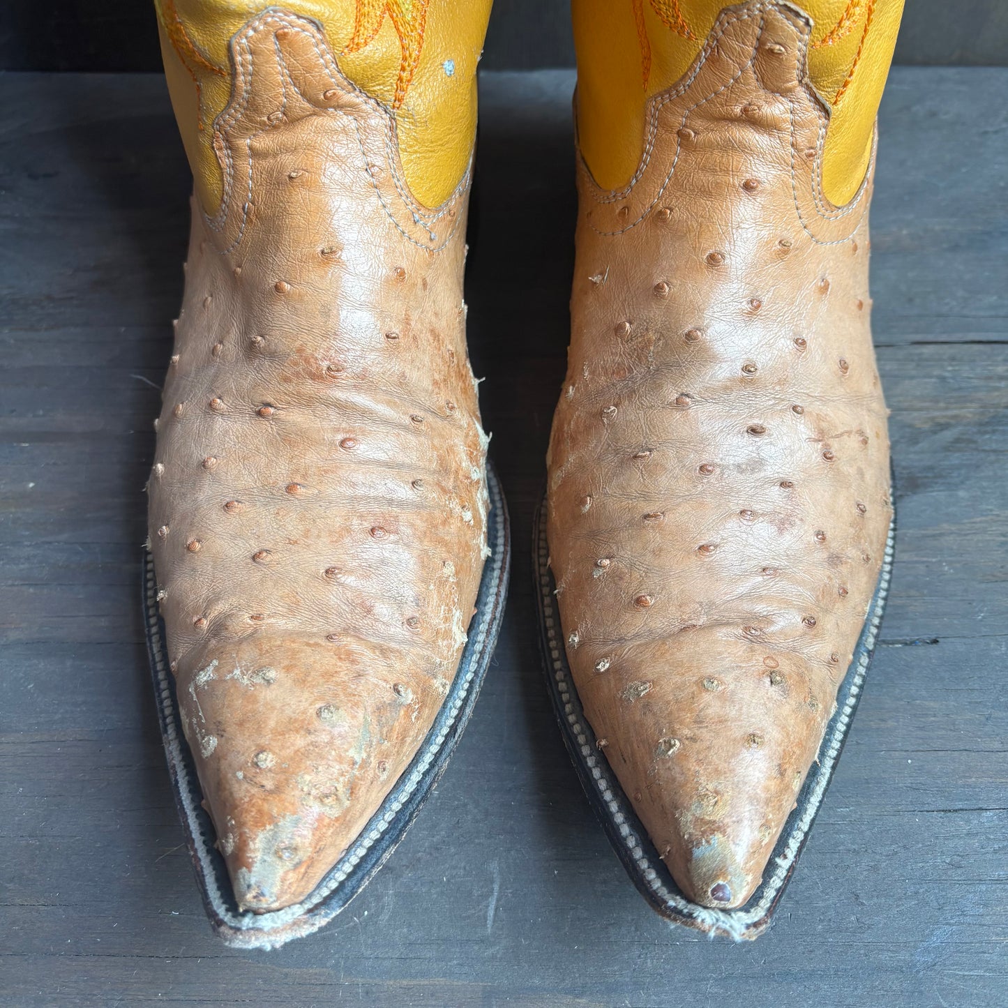 Custom Orange Ostrich Boots