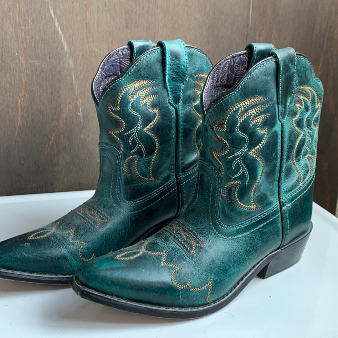 Youth teal leather Western boots