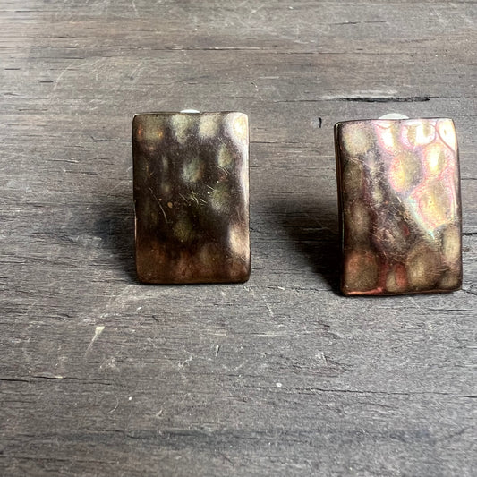 Hammered Brass Clip On Earrings