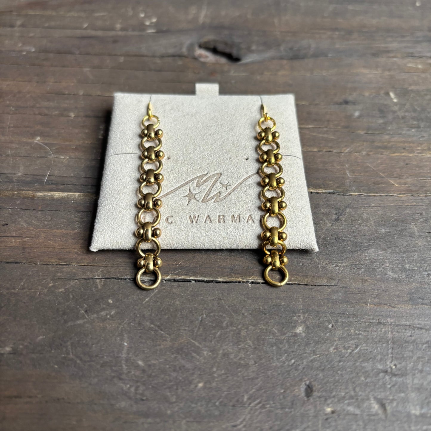 Mac Warman Vintage Brass Circle Chain Earrings