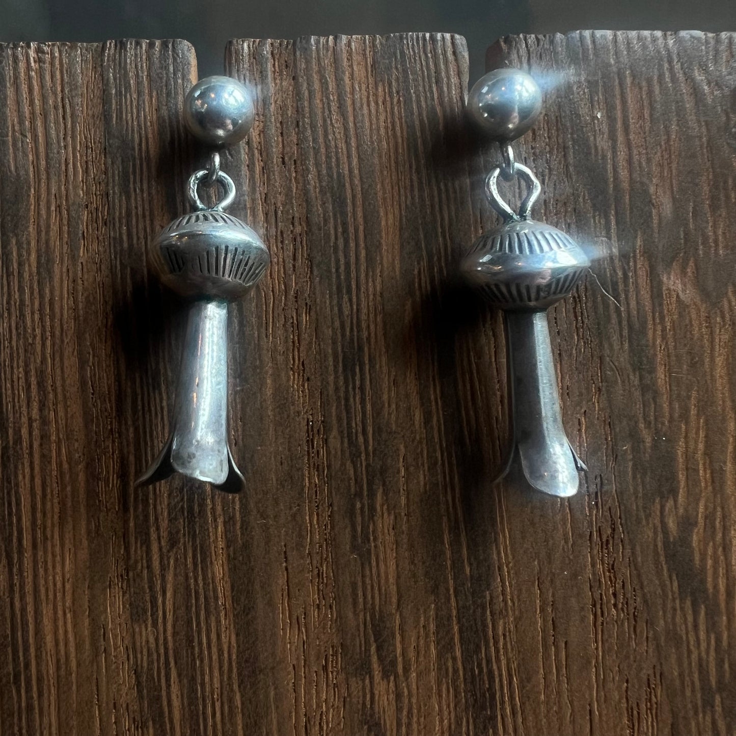 Navajo Silver Squash Blossom Earrings