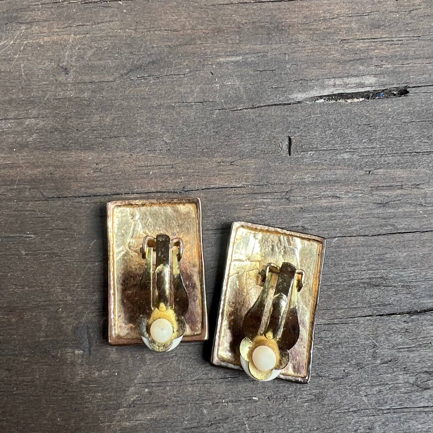 Hammered Brass Clip On Earrings