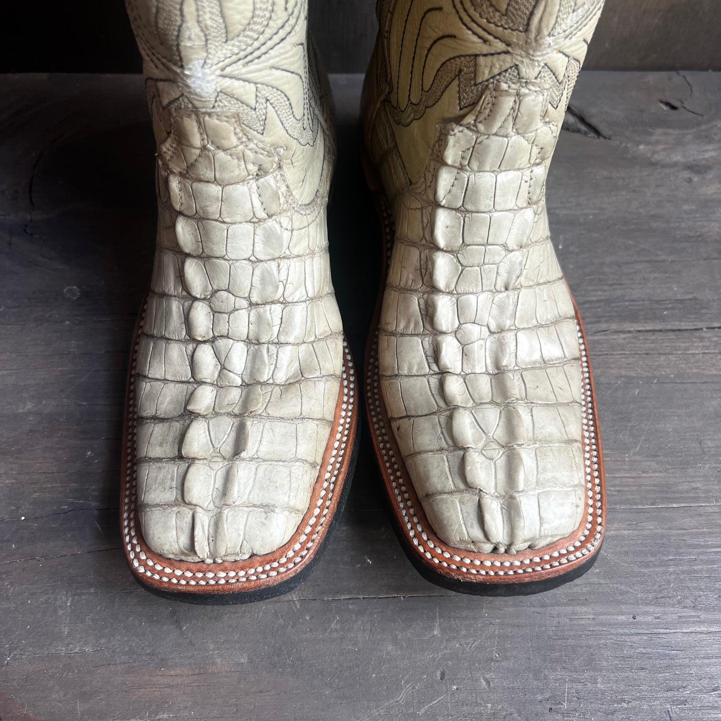 Custom Made Cream Alligator Boots