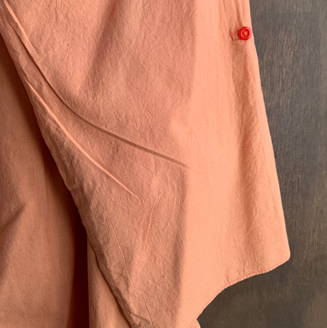 Peach cotton tunic with adjustable sleeves