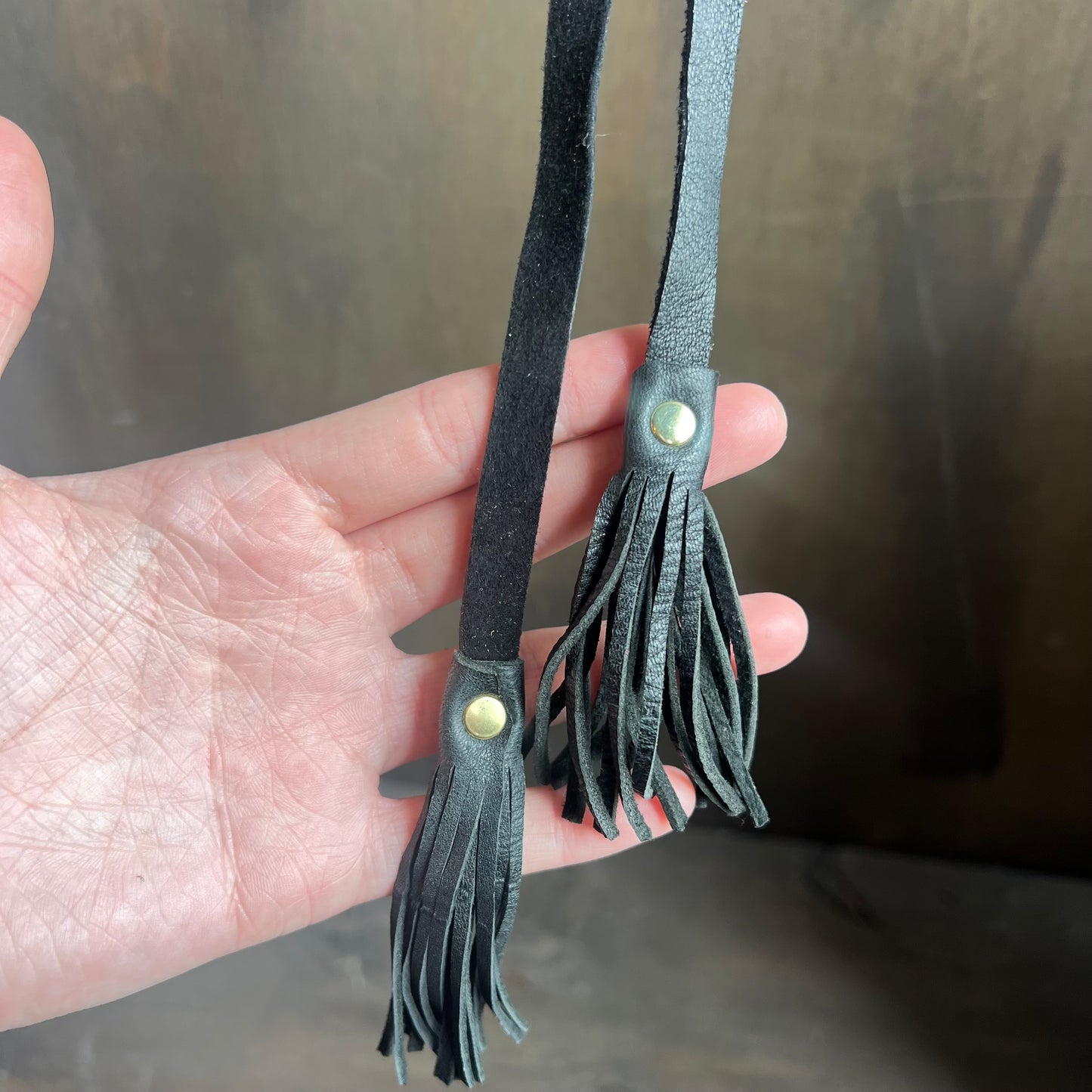 Leather Sage Black Tassel Tie