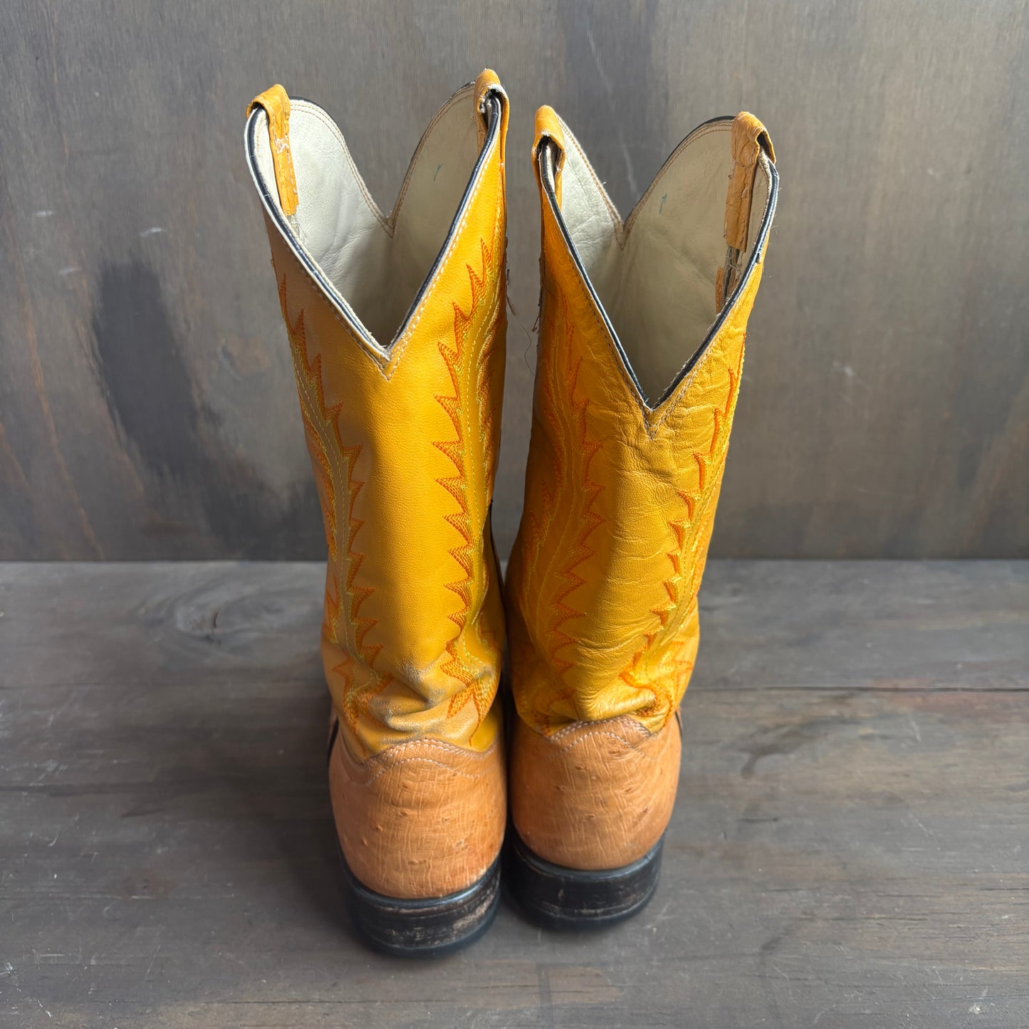 Custom Orange Ostrich Boots