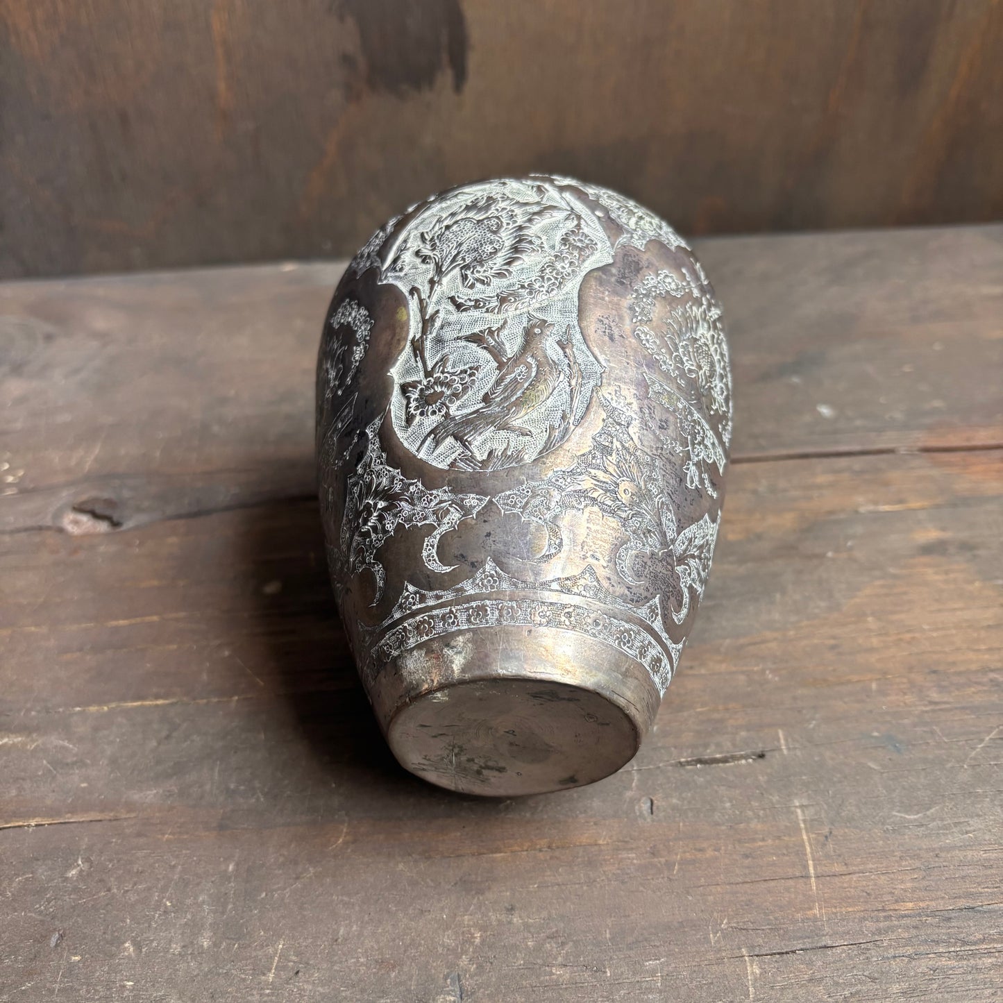 Vintage Tooled Metal Urn