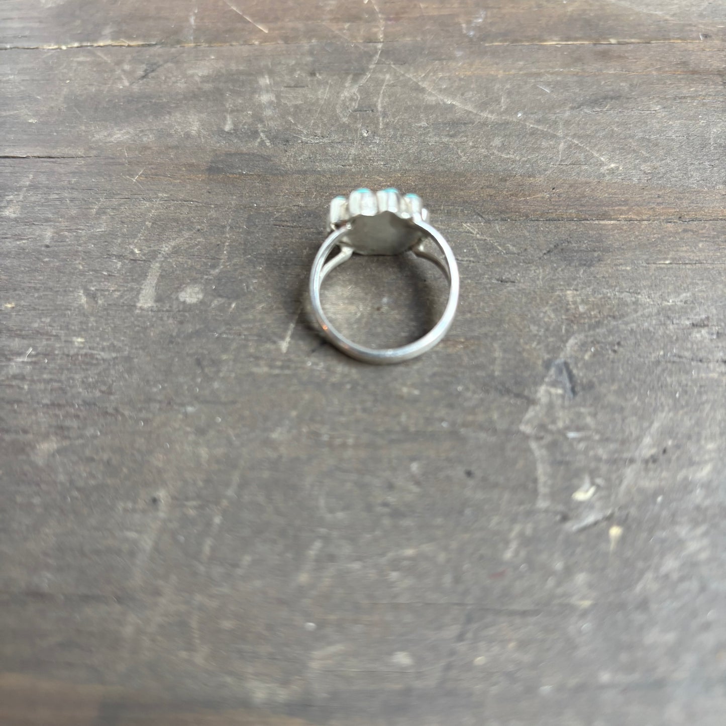 Silver Turquoise Flower Ring