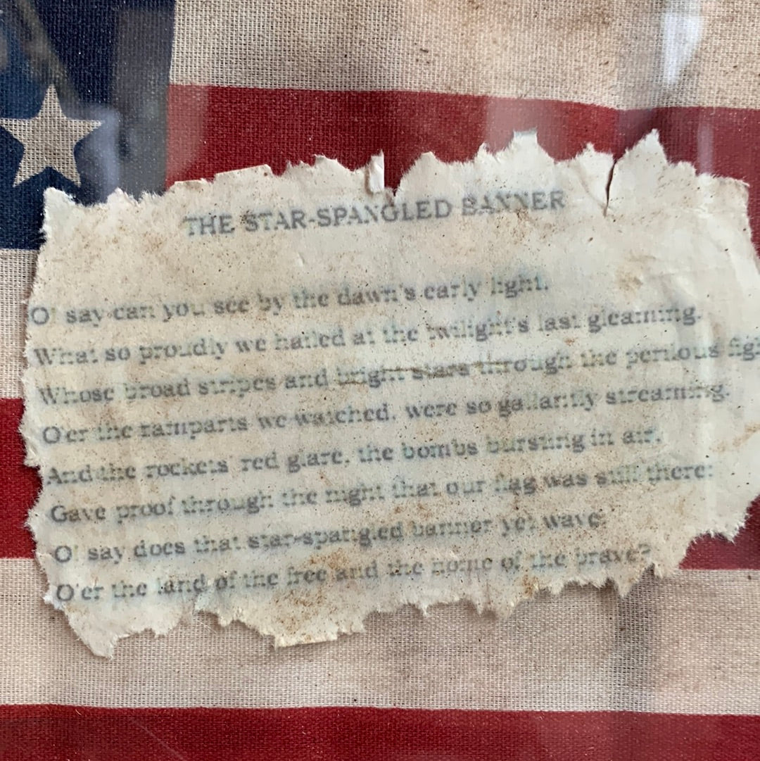 Framed aged American Flag