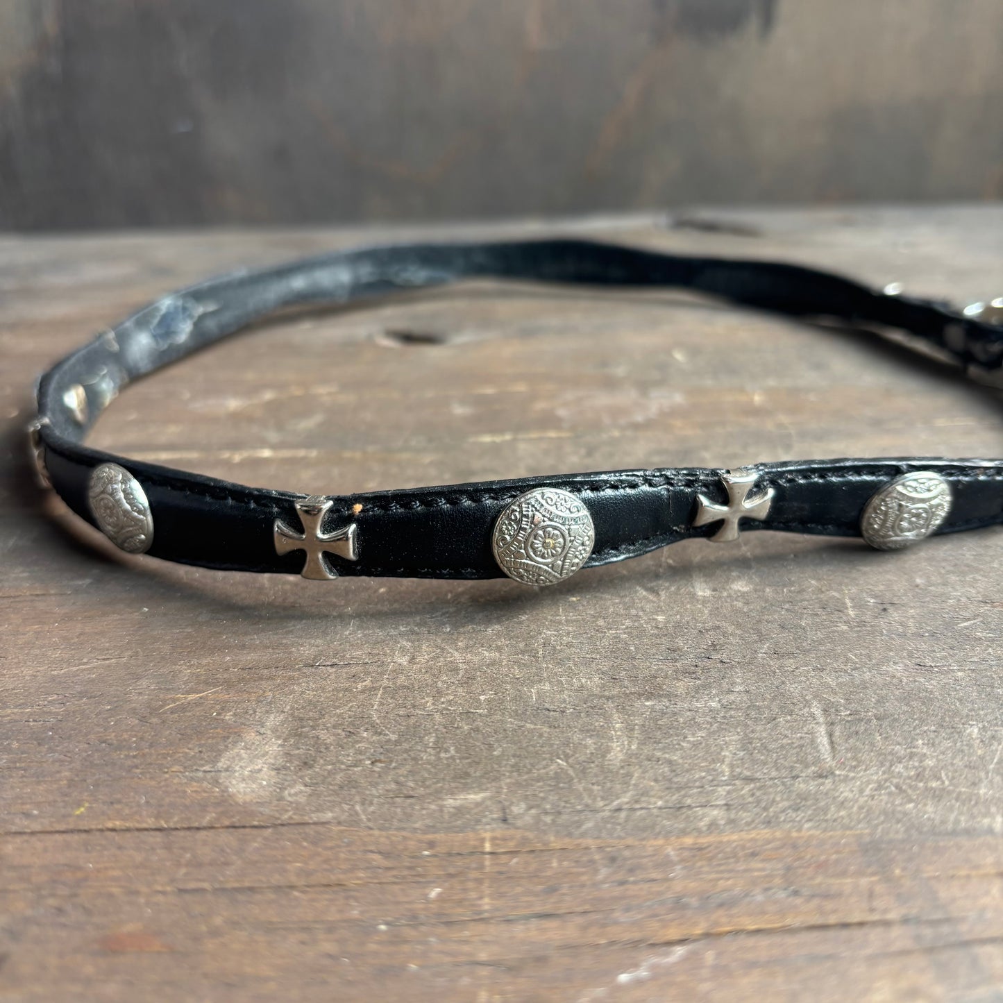 Black Leather Studded Hat Band