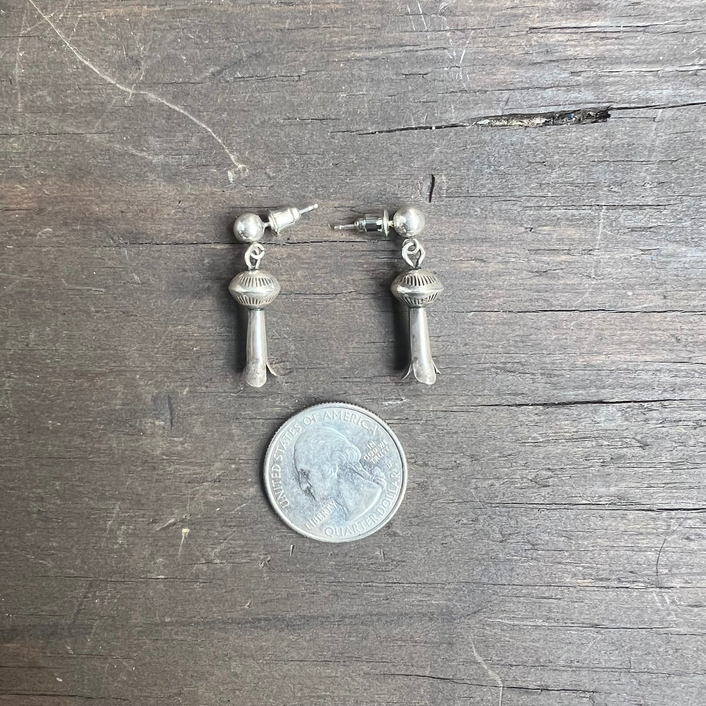 Navajo Silver Squash Blossom Earrings