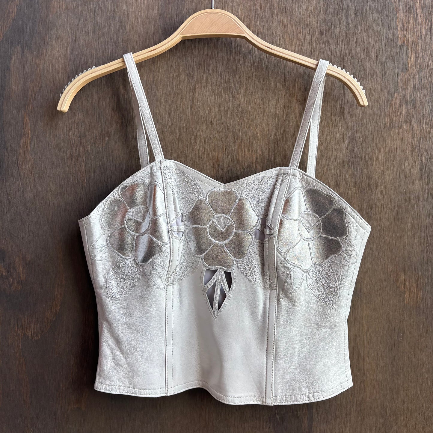 Vintage White and Silver Leather 3-Piece Set