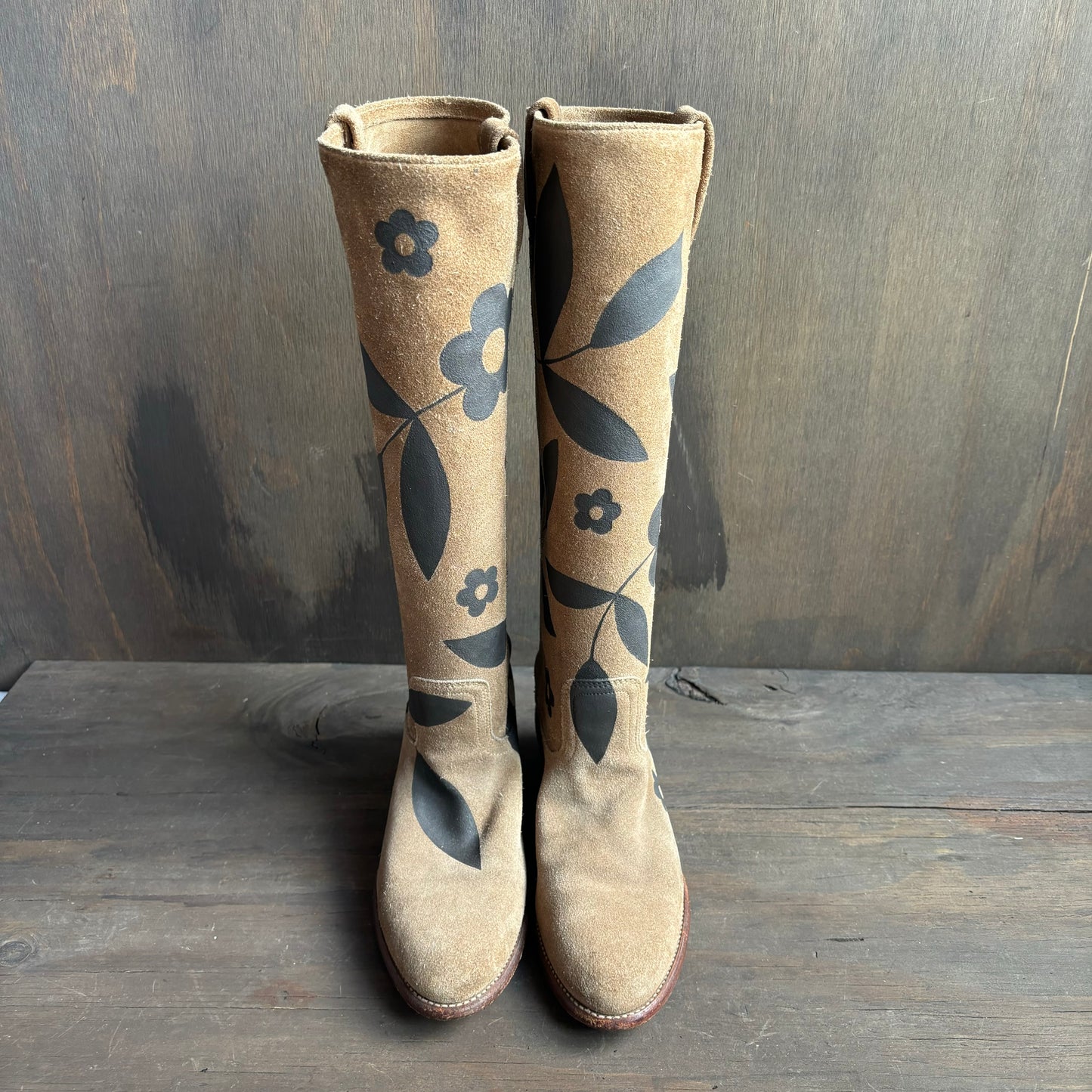 Parrot Paints x Frye Suede Riding Boots