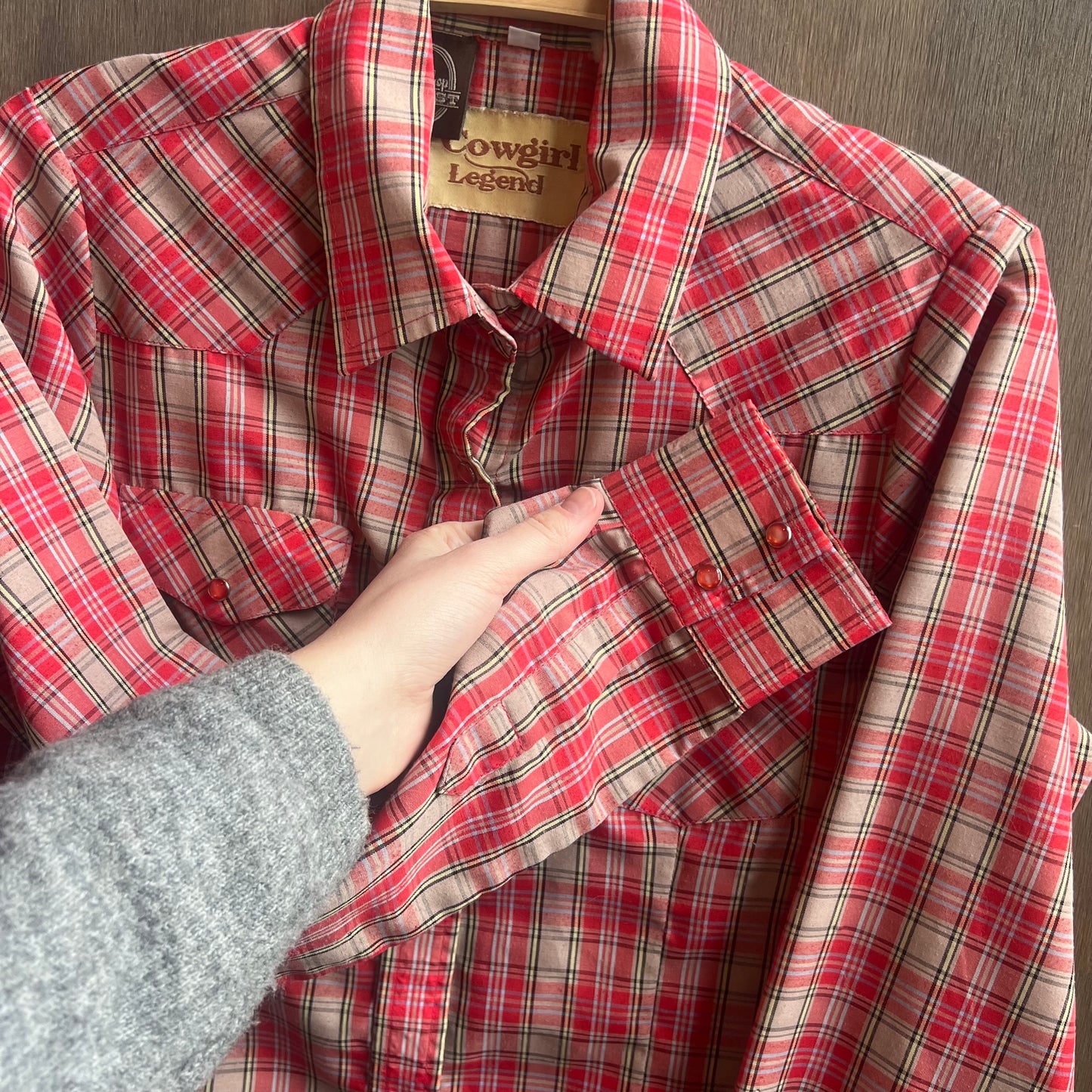 Cowgirl Legend Red Plaid Pearl Snap Button Up