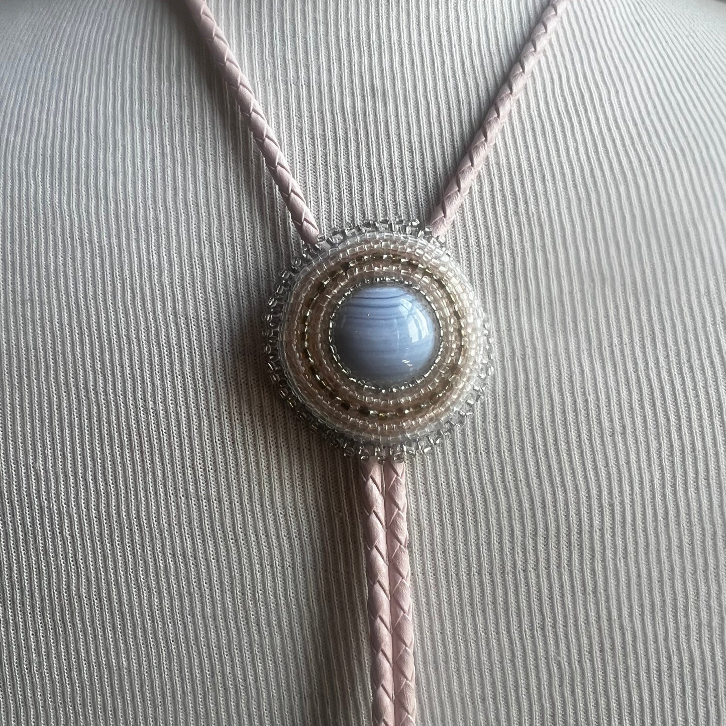 Pink Beaded Bolo Tie