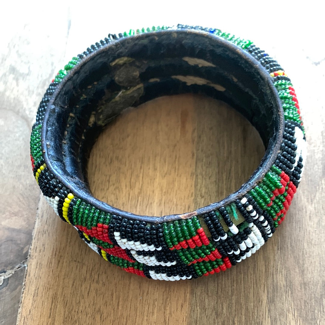 Vintage 3-tier beaded bangle bracelet