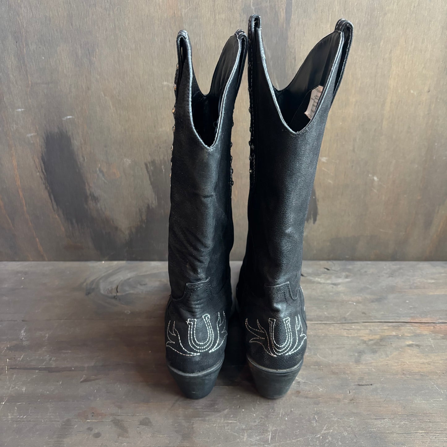 Black Rhinestone Horseshoe Boots
