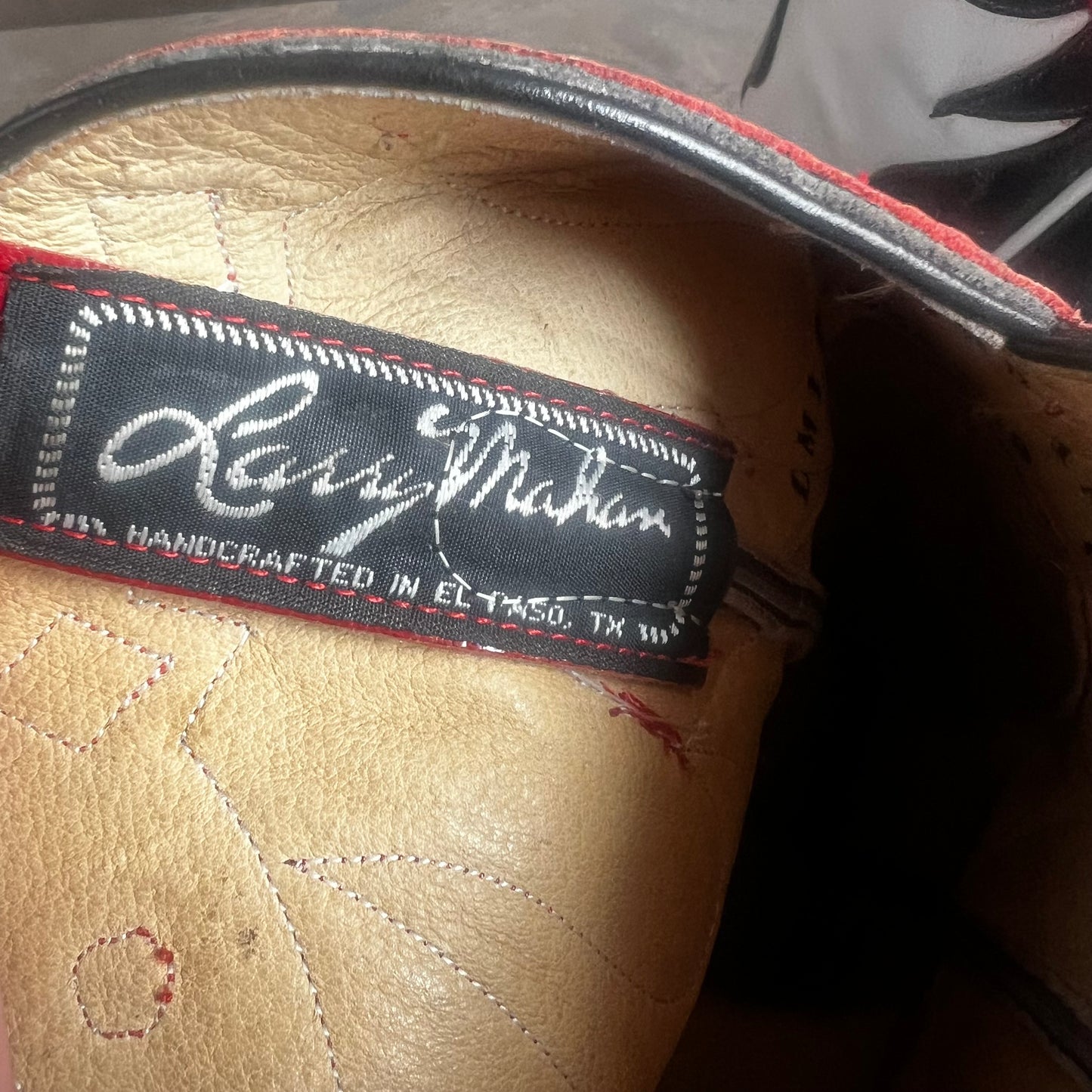 Larry Mahan Red, White, and Black Leather Boots