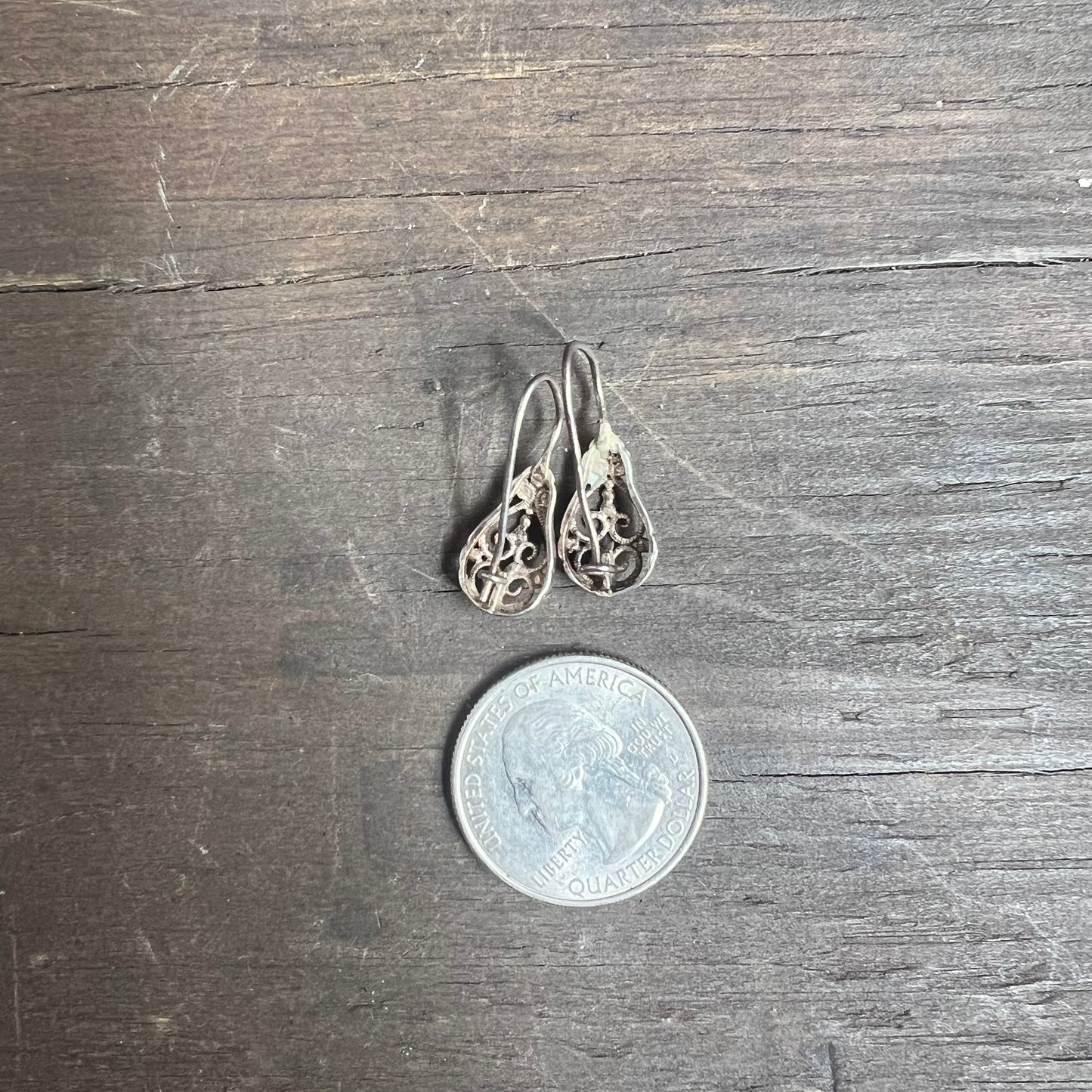 Vintage Carved Silver Earrings