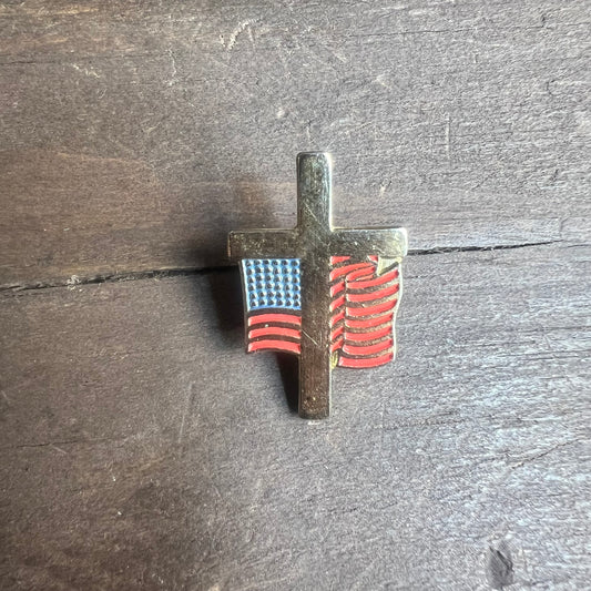 American Flag and Cross Pin
