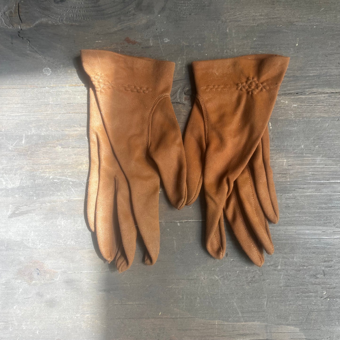 Brown Cotton Short Gloves