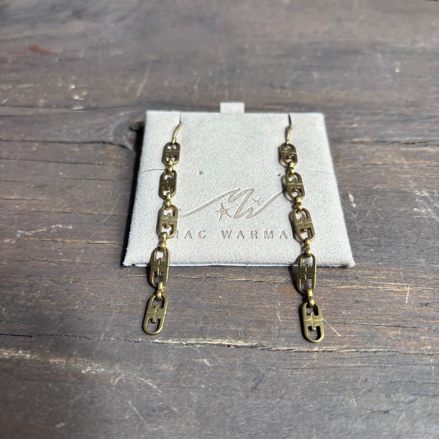 Mac Warman Vintage Brass Flat Link Earrings