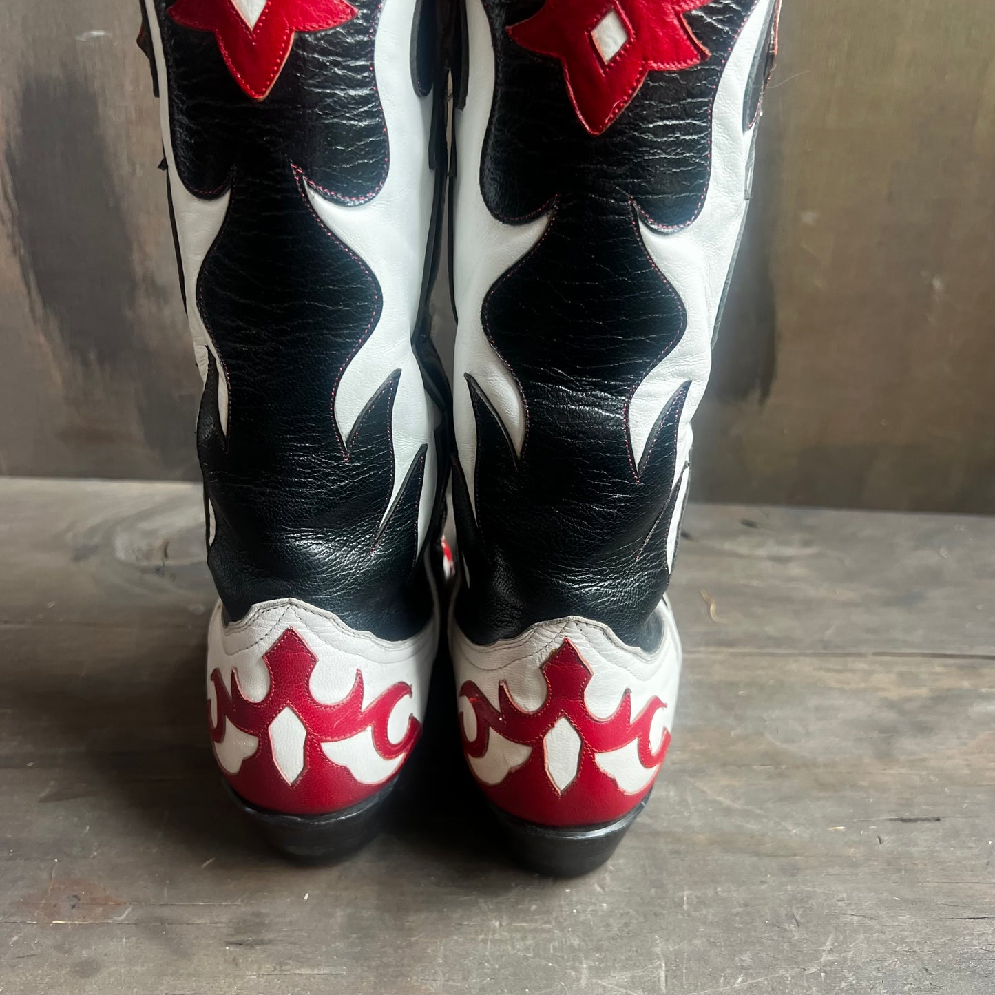 Larry Mahan Red, White, and Black Leather Boots