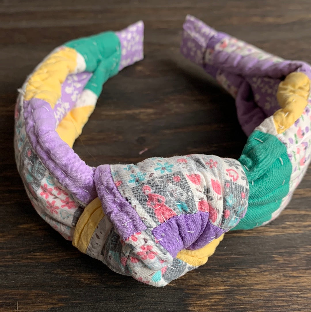 Vintage Purple & Green Quilt Headband