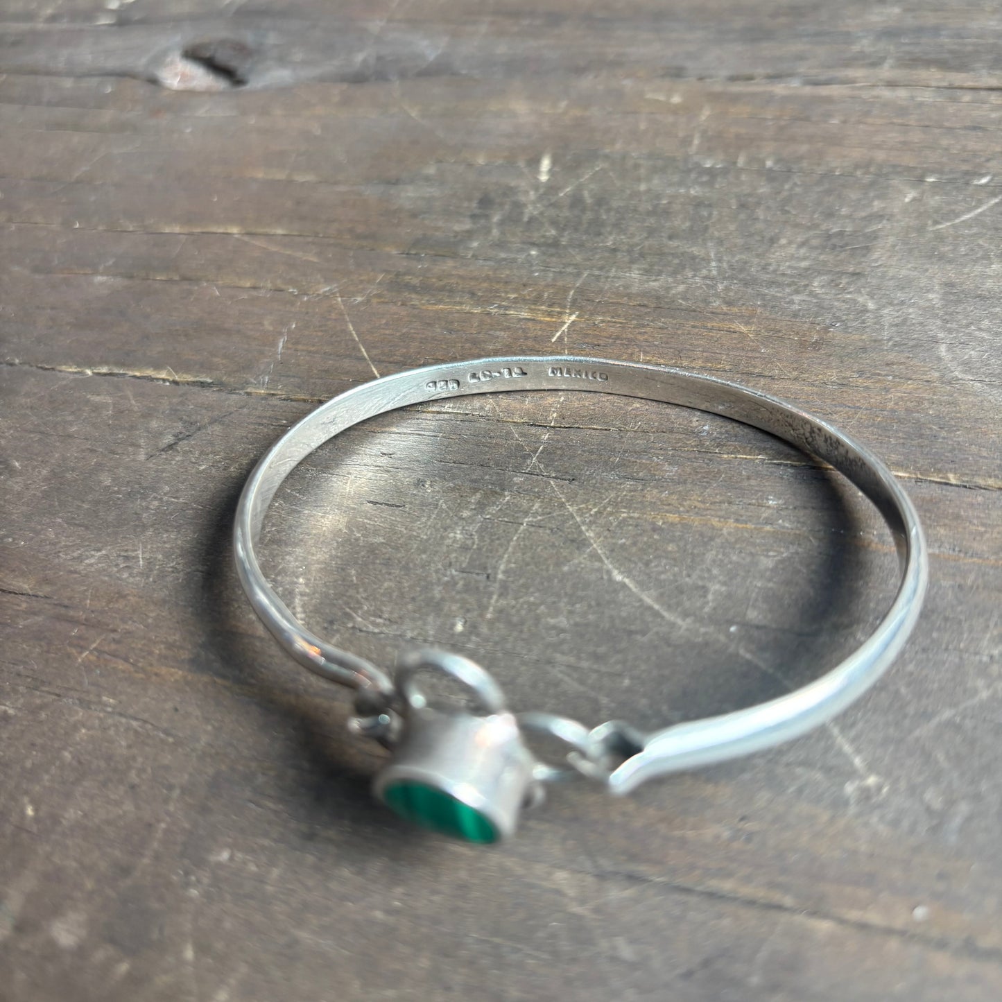 Silver Malachite Flower Bracelet