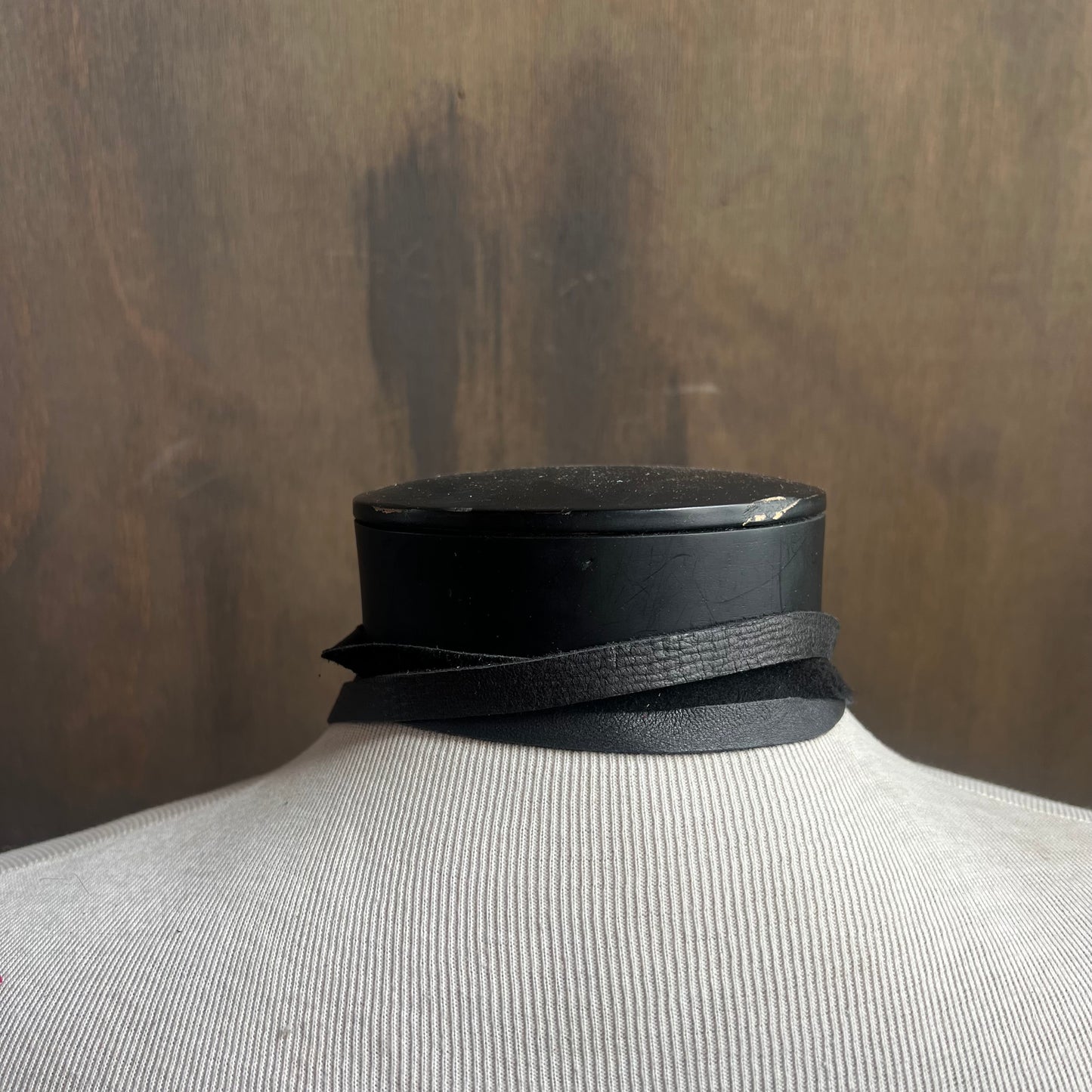 Leather Sage Black Tassel Tie