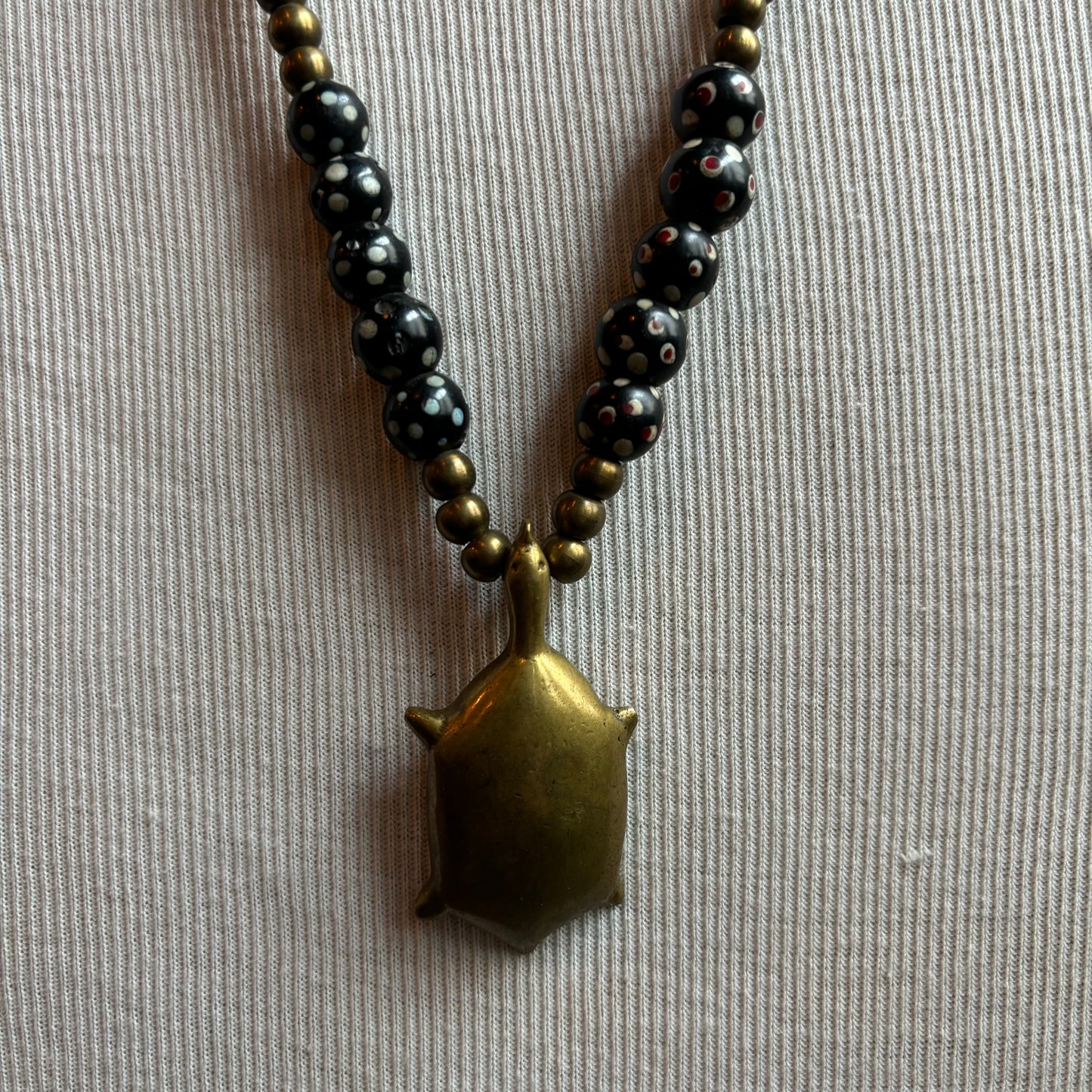 Brass Turtle Beaded Necklace