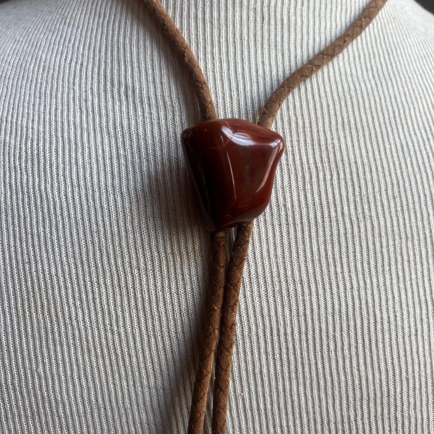Red Jasper Bolo Tie on Leather Cord